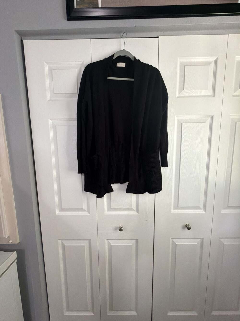 Altar'd State Black Open Front Ribbed Hem Cardigan Sweater M/L